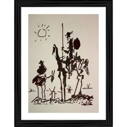 Don Quixote 1955 Painting With Wood Photo Frame (Multicolor)