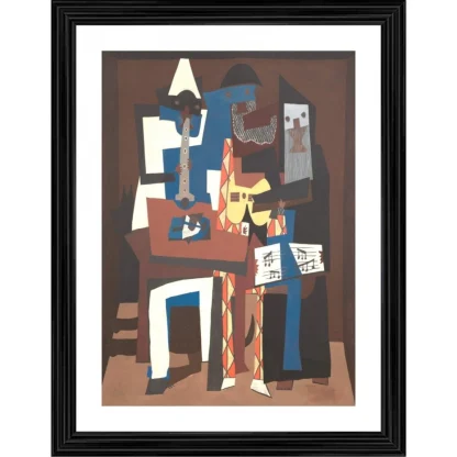 Three Musicians 1921 Painting With Wood Photo Frame (Multicolor)