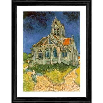 The Church at Auvers 1890 Painting With Wood Photo Frame (Multicolor)