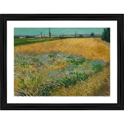 Wheatfield 1888 Painting With Wood Photo Frame (Multicolor)