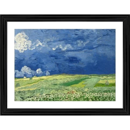 Wheatfield under Thunderclouds 1890 Painting With Wood Photo Frame (Multicolor)