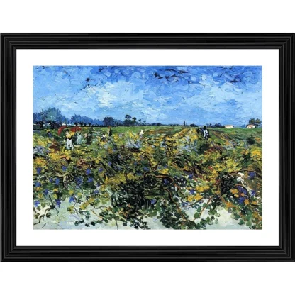 The Green Vineyard 1888 Painting With Wood Photo Frame (Multicolor)