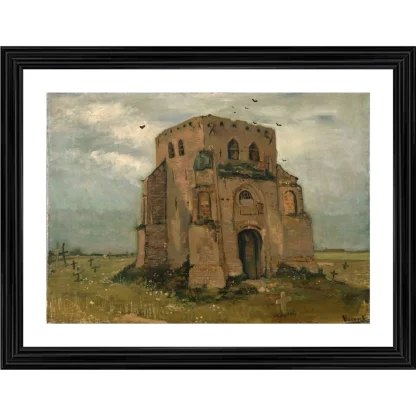 The Old Church Tower at Nuenen 1885 Painting With Wood Photo Frame (Multicolor)