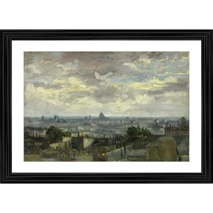 View of Paris 1886 Painting With Wood Photo Frame (Multicolor)