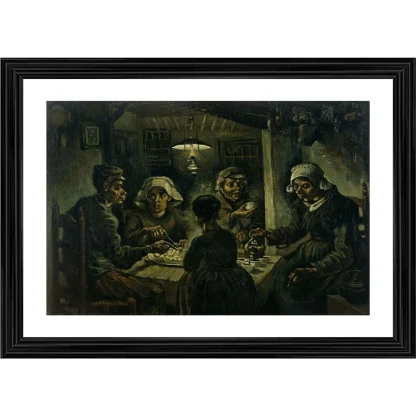 Potato Eaters 1885 Painting With Wood Photo Frame (Multicolor)