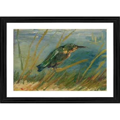 Kingfisher by the Waterside 1887 Painting With Wood Photo Frame (Multicolor)