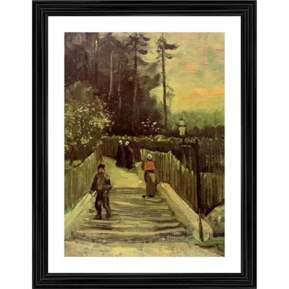 Sloping Path in Montmartre 1886 Painting With Wood Photo Frame (Multicolor)