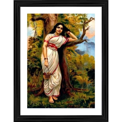 Ahalya Ahilya 1900 Painting With Wood Photo Frame (Multicolor)