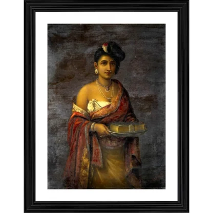 The Maharani of Travancore 1887 Painting With Wood Photo Frame (Multicolor)