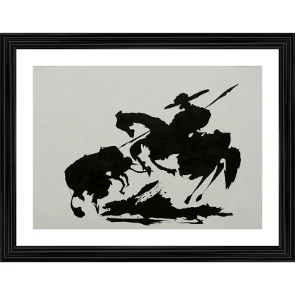 Bullfight 7 Painting With Wood Photo Frame (Multicolor)