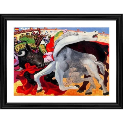 Bullfight Death of the Toreador 1933 Painting With Wood Photo Frame (Multicolor)