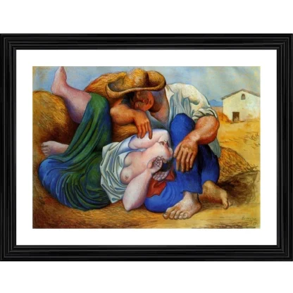 Sleeping Peasants 1919 Painting With Wood Photo Frame (Multicolor)