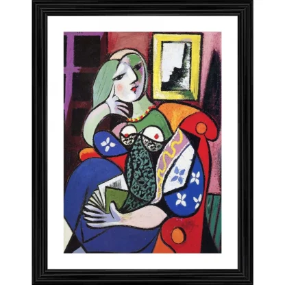 woman with a book 1932 Painting With Wood Photo Frame (Multicolor)