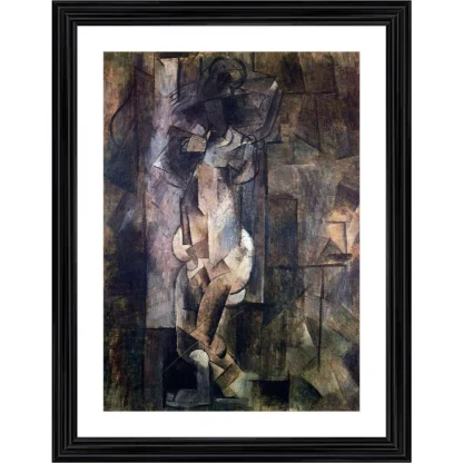 Woman Figure 1910 Painting With Wood Photo Frame (Multicolor)