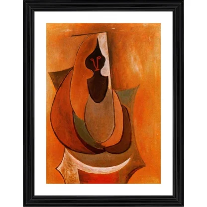 Cubist Person 1917 Painting With Wood Photo Frame (Multicolor)