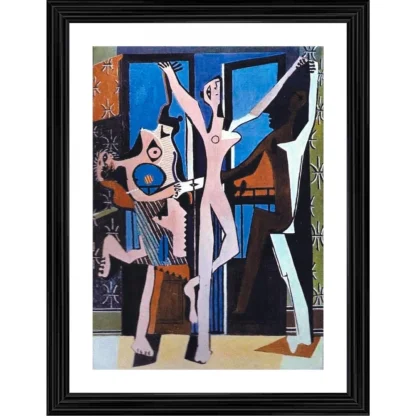 Three Dancers 1925 Painting With Wood Photo Frame (Multicolor)