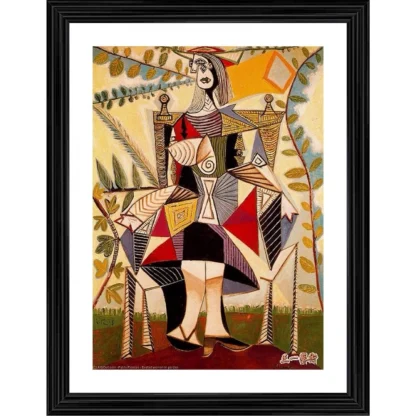 Seated Woman in a Garden 1938 Painting With Wood Photo Frame (Multicolor)