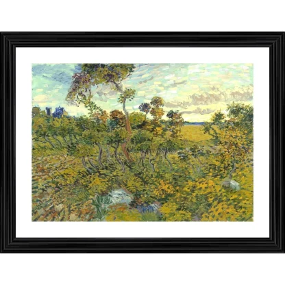 Sunset at Montmajour 1888 Painting With Wood Photo Frame (Multicolor)