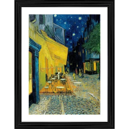 Terrace at Night 1888 Painting With Wood Photo Frame (Multicolor)