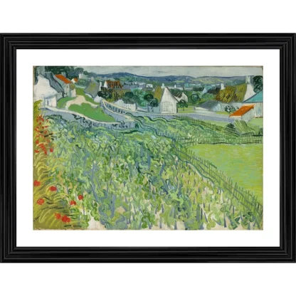 Vineyards at Auvers 1889 Painting With Wood Photo Frame (Multicolor)