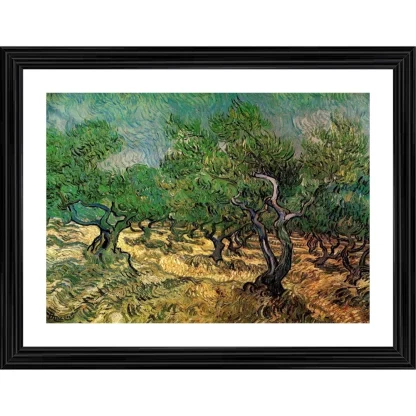 Olive Grove 1889 Painting With Wood Photo Frame (Multicolor)