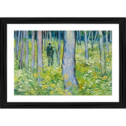 Two Lovers & Undergrowth 1886 Painting With Wood Photo Frame (Multicolor)