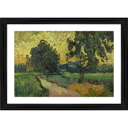 Landscape at Twilight 1890 Painting With Wood Photo Frame (Multicolor)