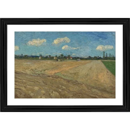 Ploughed Fields The Furrows 1888 Painting With Wood Photo Frame (Multicolor)