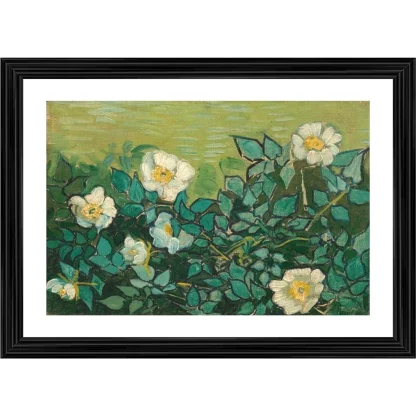 Wild Roses 1889 Painting With Wood Photo Frame (Multicolor)