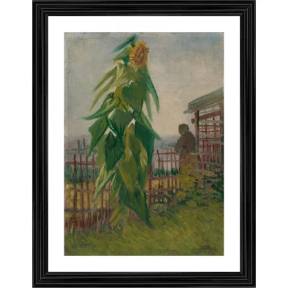 Allotment with Sunflower 1887 Painting With Wood Photo Frame (Multicolor)