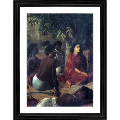 Sita In Ashoka Grove 1890 Painting With Wood Photo Frame (Multicolor)