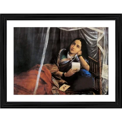 Disappointed Woman in Love 1887 Painting With Wood Photo Frame (Multicolor)