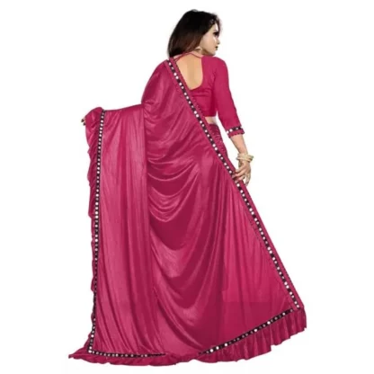 Women's Malai Lining Solid Saree With Unstitched Blouse (Maroon, 5.5 Mtr) - Image 3