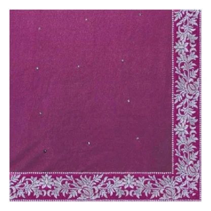 Women's Velvet Embroidered Saree With Unstitched Blouse (Pink, 5.5 Mtr) - Image 2