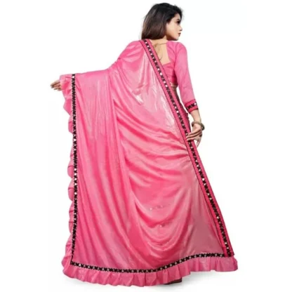 Women's Malai Lining Solid Saree With Unstitched Blouse (Baby Pink, 5.5 Mtr) - Image 3