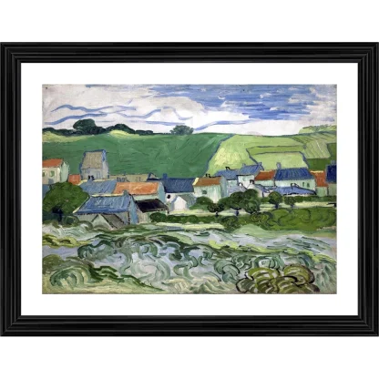 View of Auvers 1890 Painting With Wood Photo Frame (Multicolor)