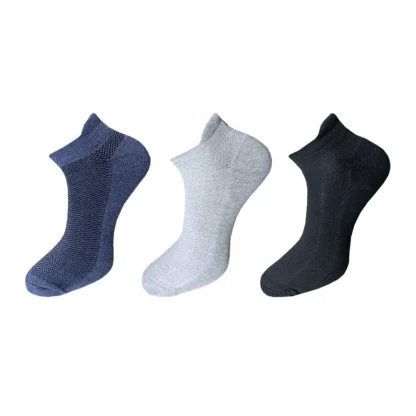 3_Pair Set Unisex Casual Cotton Solid Ankle Length Socks (Multicolor)