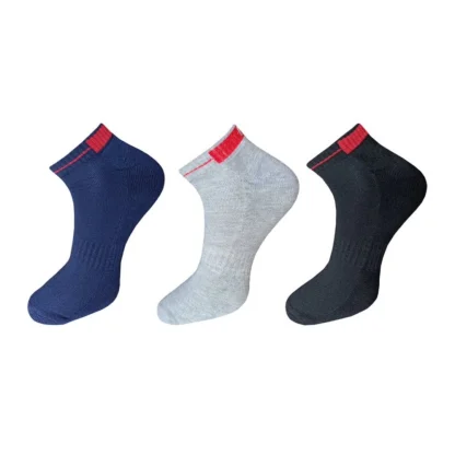 3_Pair Set Unisex Casual Cotton Solid Ankle Length Socks (Multicolor)