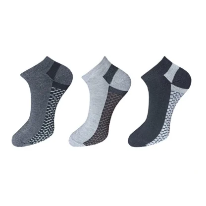 3_Pair Set Unisex Casual Cotton Solid Ankle Length Socks (Multicolor)