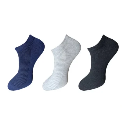 3_Pair Set Unisex Casual Cotton Solid Ankle Length Socks (Multicolor)