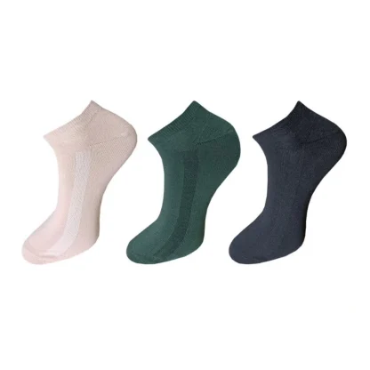 3_Pair Set Unisex Casual Cotton Solid Ankle Length Socks (Multicolor)