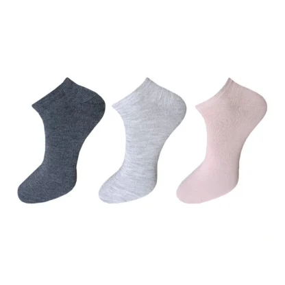 3_Pair Set Unisex Casual Cotton Solid Ankle Length Socks (Multicolor)