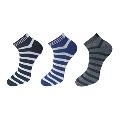 3_Pair Set Unisex Casual Cotton Solid Ankle Length Socks (Multicolor)