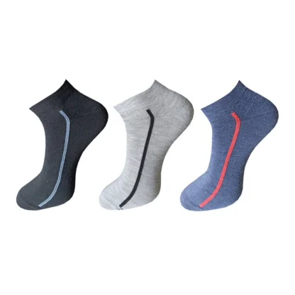 3_Pair Set Unisex Casual Cotton Solid Ankle Length Socks (Multicolor)