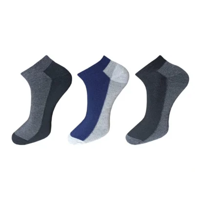 3_Pair Set Unisex Casual Cotton Solid Ankle Length Socks (Multicolor)