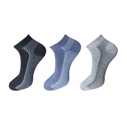 3_Pair Set Unisex Casual Cotton Printed Ankle Length Socks (Multicolor)