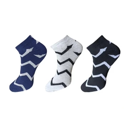 3_Pair Set Unisex Casual Cotton Printed Ankle Length Socks (Multicolor)