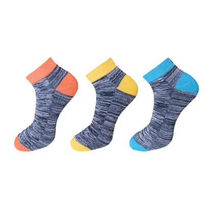 3_Pair Set Unisex Casual Cotton Ribbed Ankle Length Socks (Multicolor)