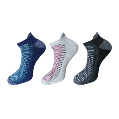 3_Pair Set Unisex Casual Cotton Striped Ankle Length Socks (Multicolor)