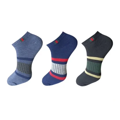 3_Pair Set Unisex Casual Cotton Printed Ankle Length Socks (Multicolor)